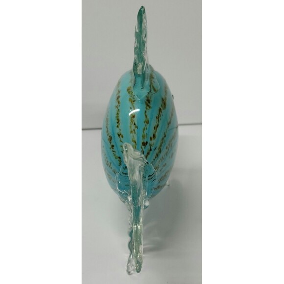 Murano Style Blown Art Glass Tropical Fish 10"L x 8" Teal w Stripes EUC - Picture 4 of 7